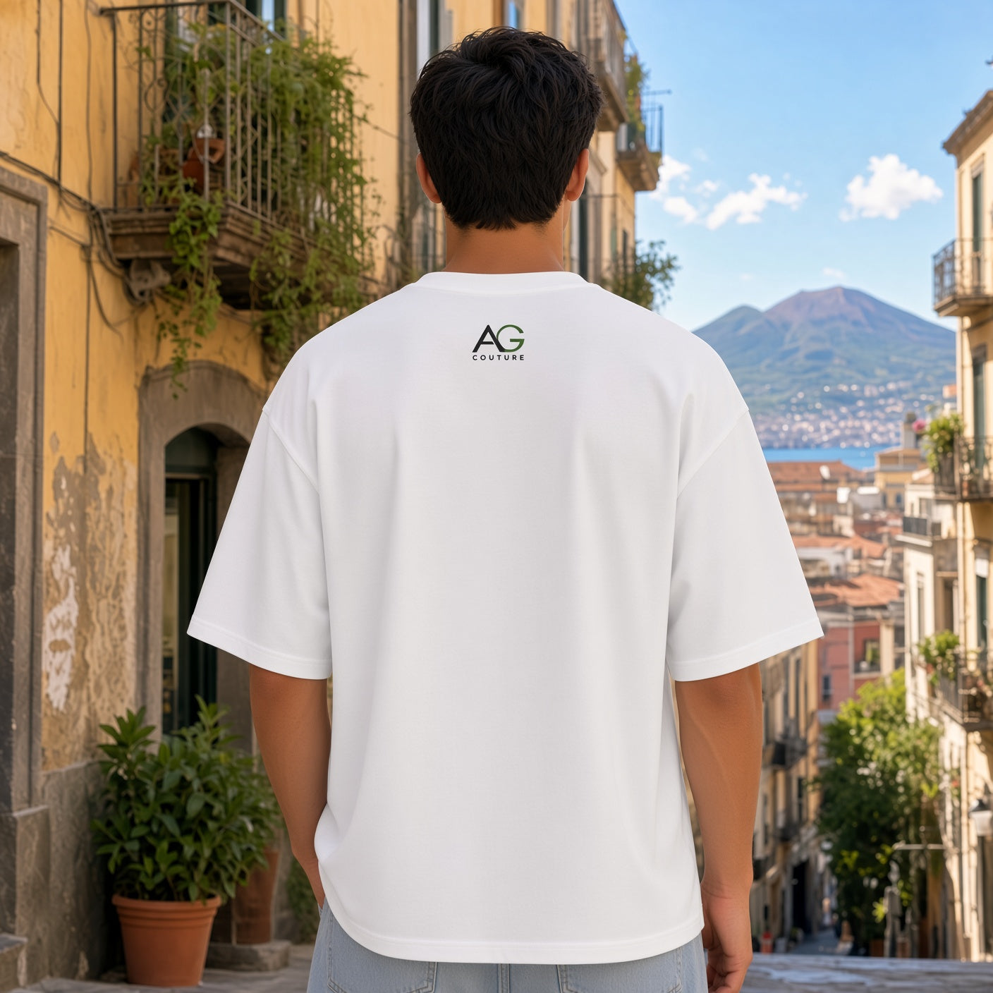 Unisex organic oversized high neck t-shirt